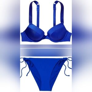 40D/XXL VS Swim Shine Strap Sexy Tee BikiniTop SideTie Cheeky Bikini Set